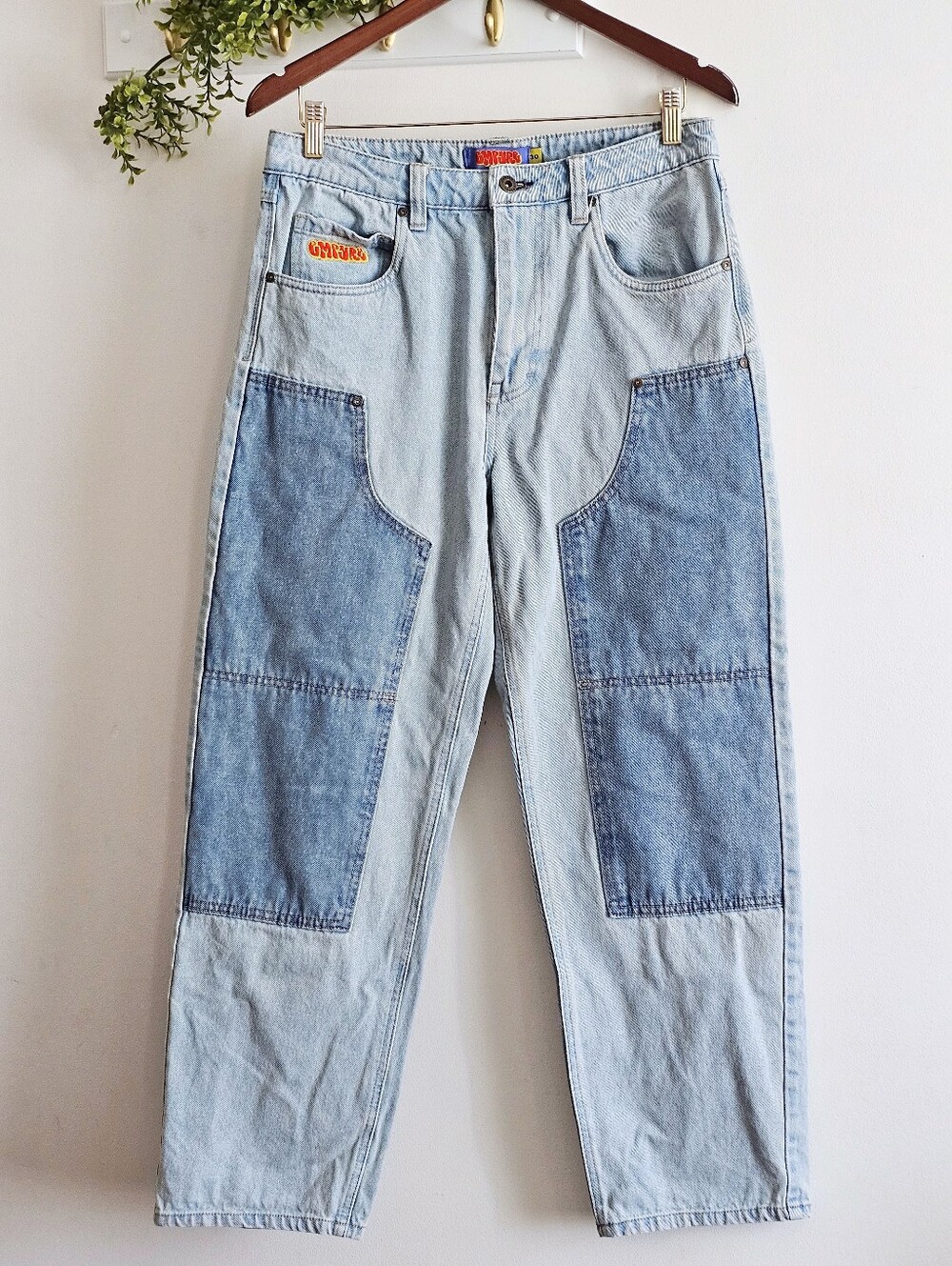 Empyre Patchwork Carpenter Relax Skate Jeans Size 30 Y2K Skater Wide Leg Denim